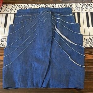 Brian Reyes Blue Cotton Denim Mini Constructed Fabulous Pencil Skirt